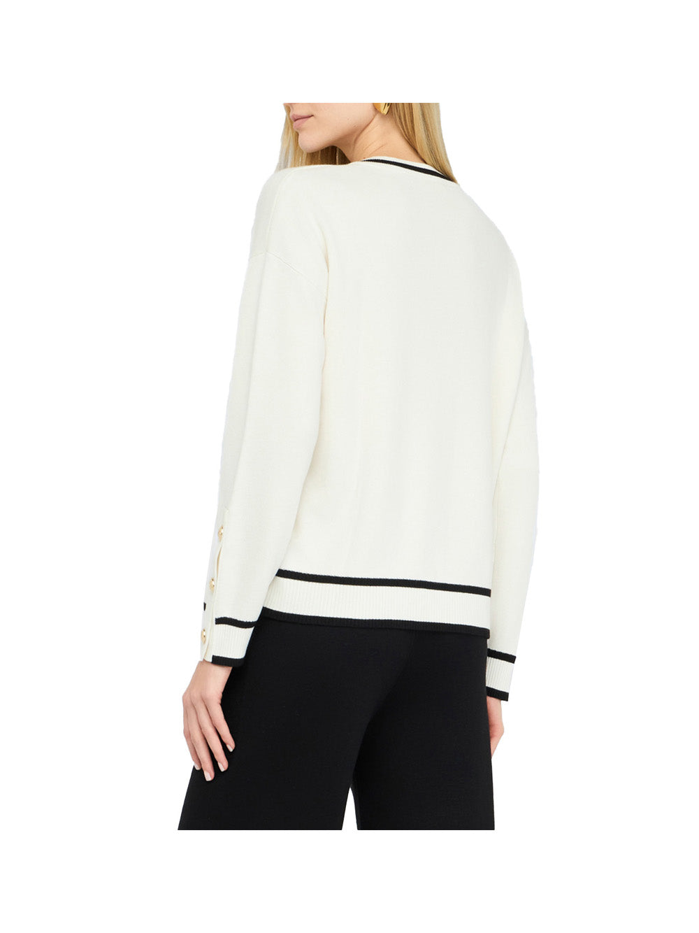 LIUJO SPORT Liu Jo Ecs Maglia Chiusa Donna - Bianco B.Co Latte/Nero