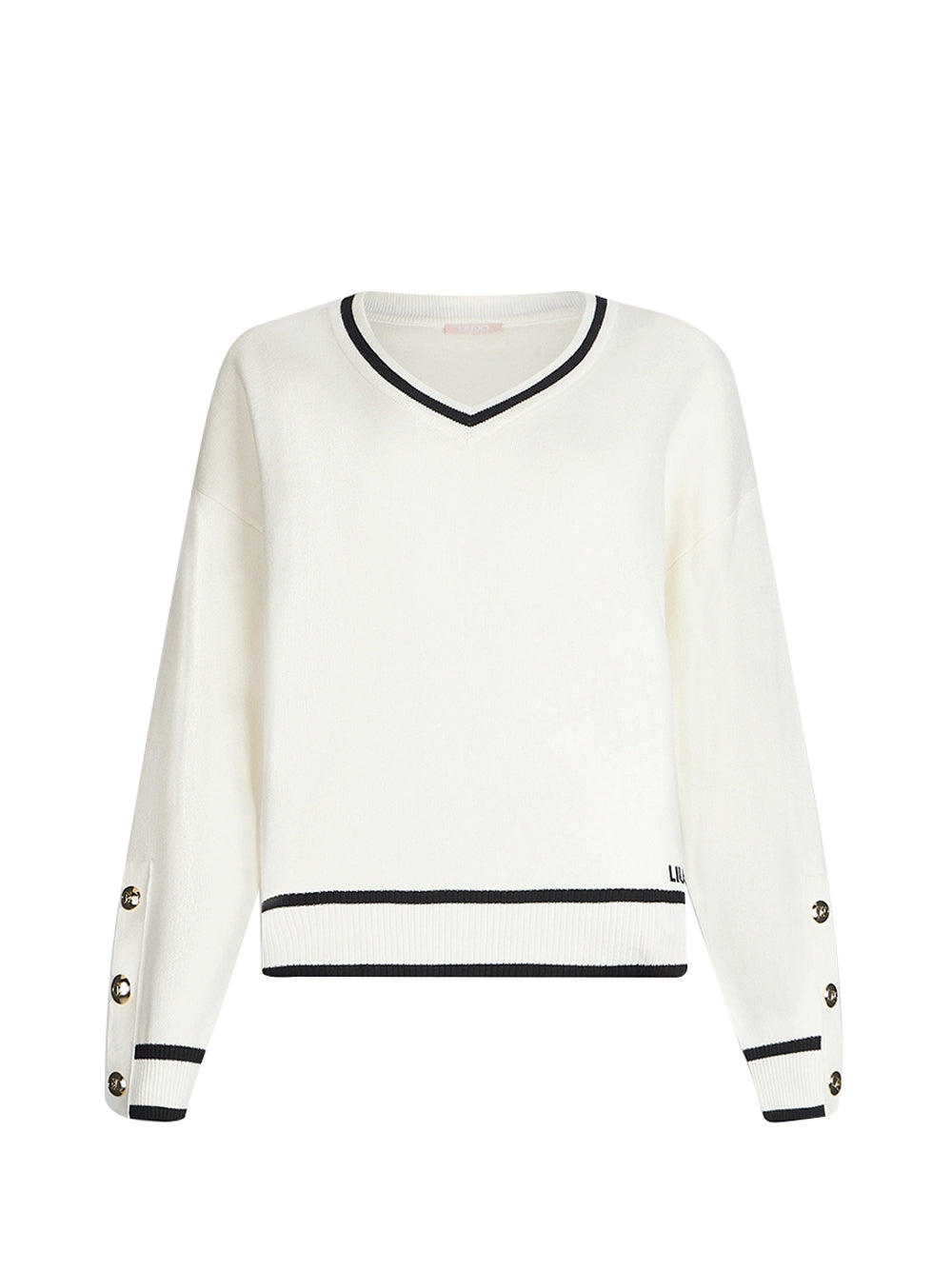 LIUJO SPORT Liu Jo Ecs Maglia Chiusa Donna - Bianco B.Co Latte/Nero
