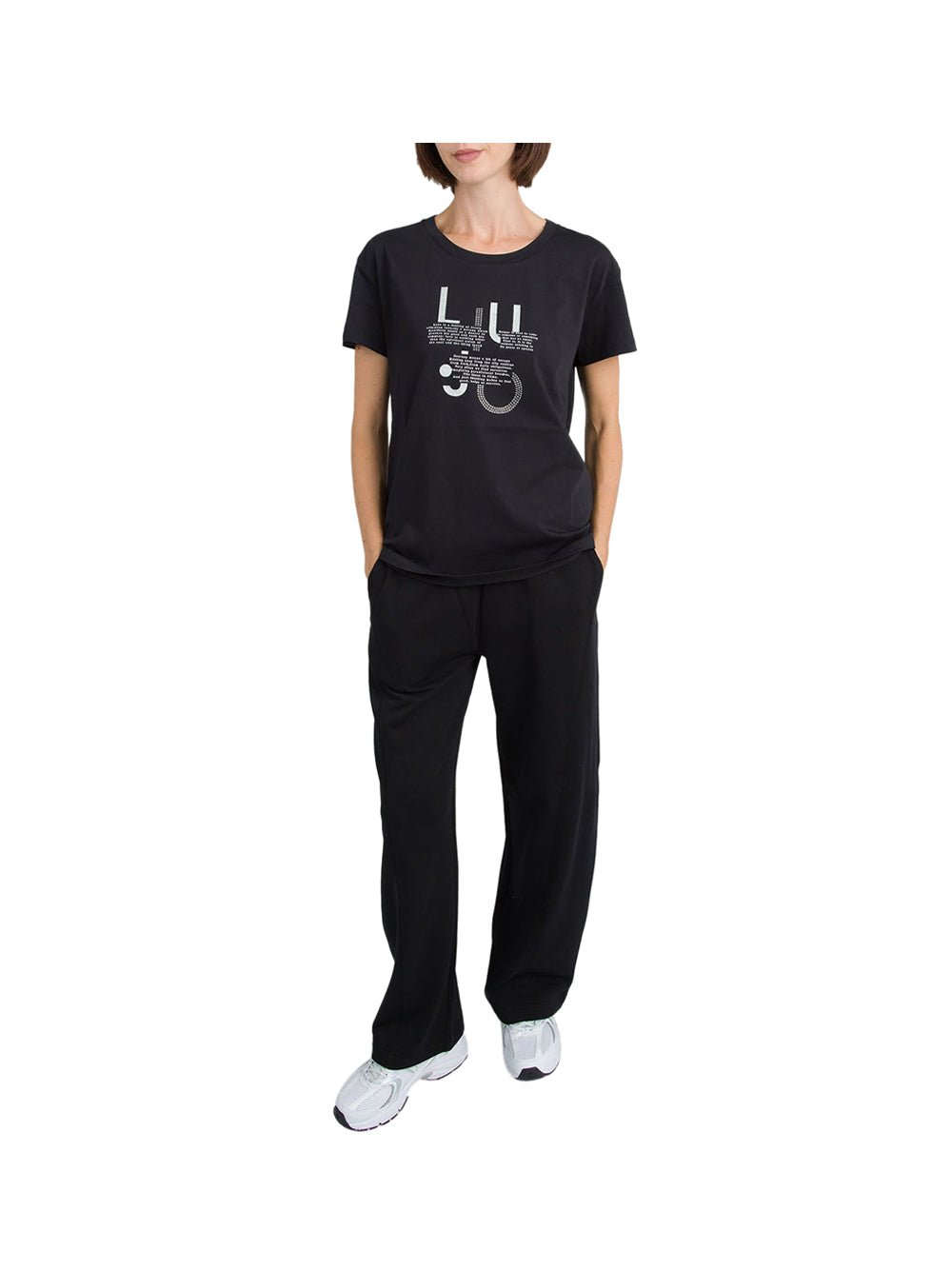LIUJO SPORT Liu Jo T-shirt Nero Nero/Newspaper