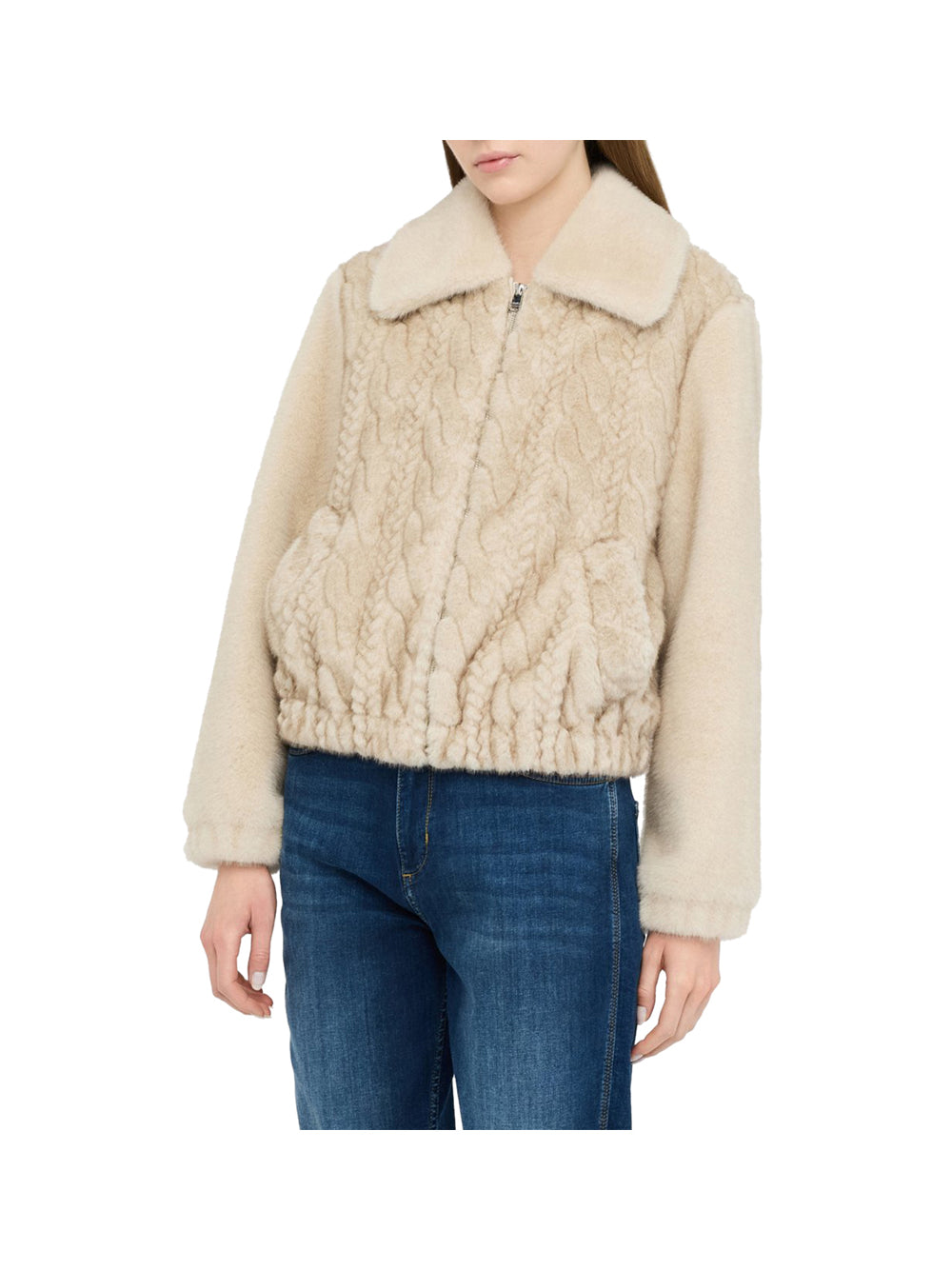 LIU.JO WHITE Liu Jo Bomber in teddy con trecce Beige Natural Beige