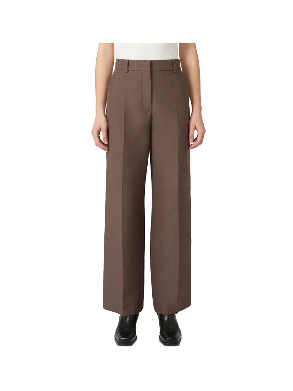 MAXMARA WEEKEND 1USCITA Max Mara Weekend Pantalone Doppio Ac/Co Lavato - Marrone Cioccolato
