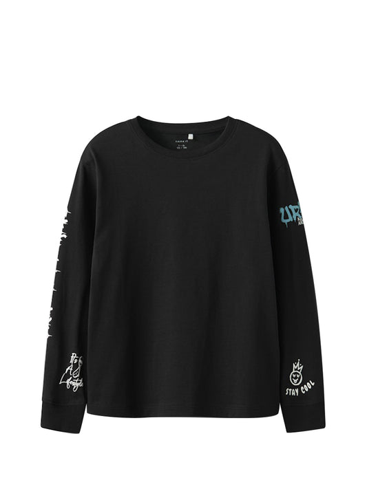 NAME IT Maglia Nkmlatimer ls Nreg Top Bambino - Nero Nero