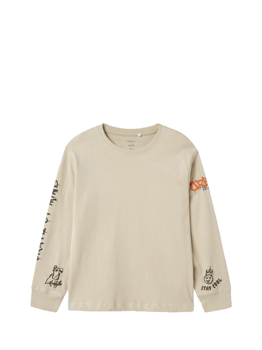 NAME IT Guess T-Shirt Nkmlatimer ls Nreg Top Bambino - Beige Beige