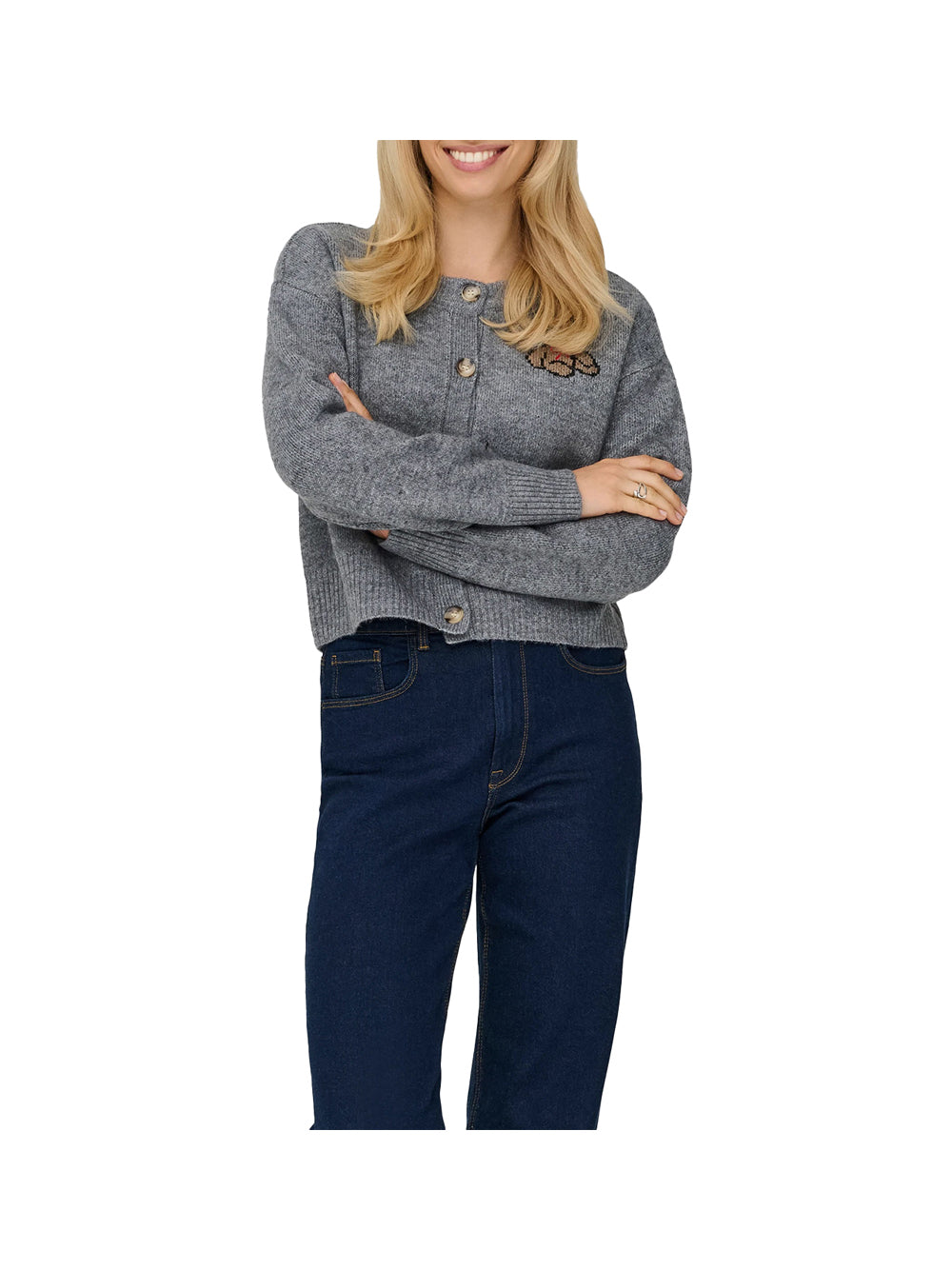 ONLY DROP5 Only Cardigan Donna Grigio Grigio