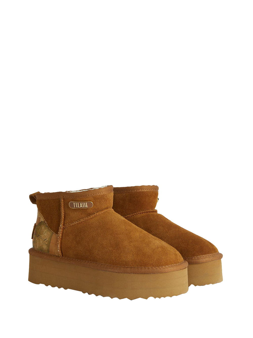 PRIMA CLASSE Stivaletti Prima Classe imbottiti in pelle scamosciata con logo smaltato Naturali Naturale