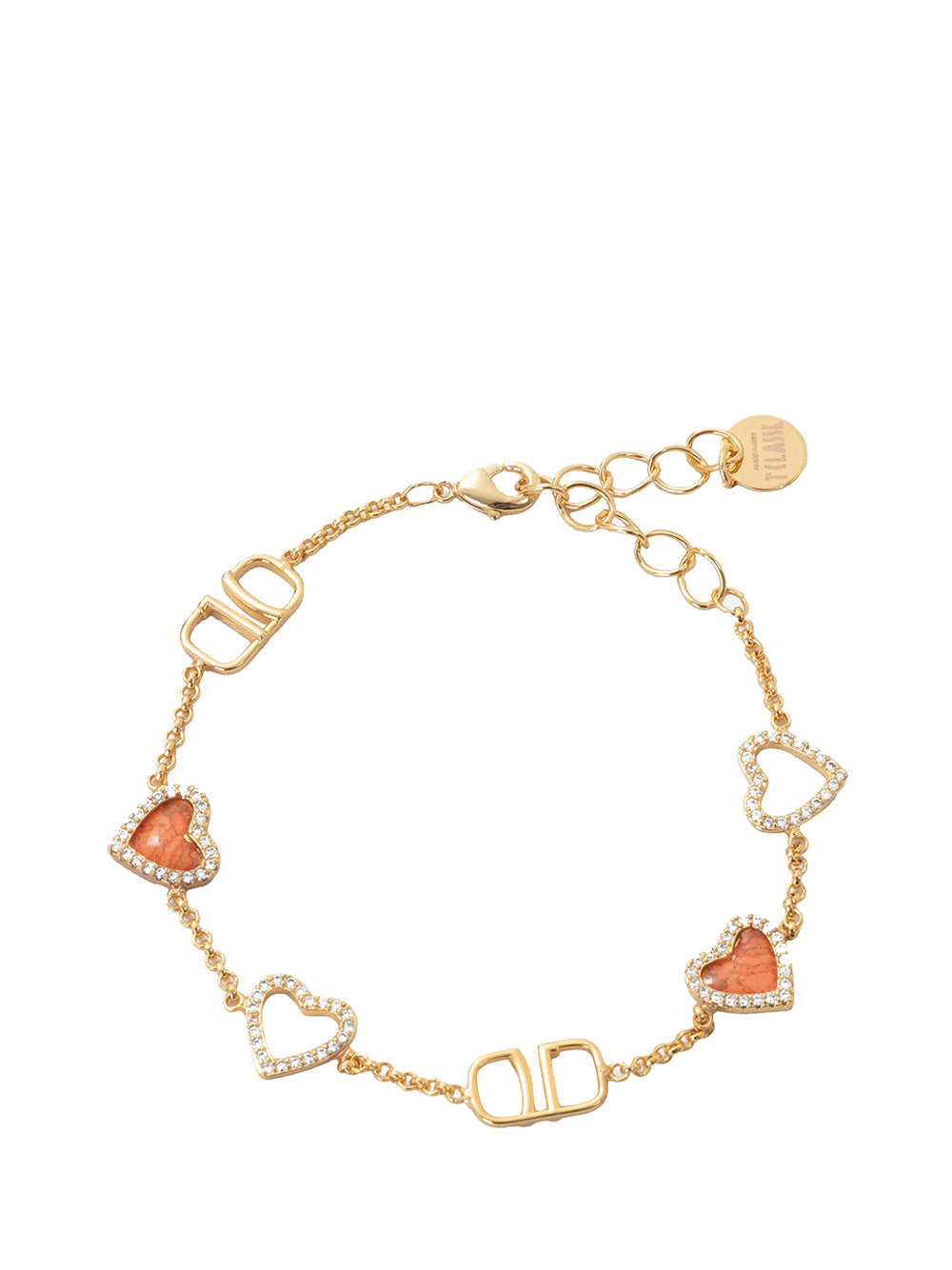 PRIMA CLASSE FLASH Alviero Martini Braccialetto con cuori e logo 1C Oro Oro