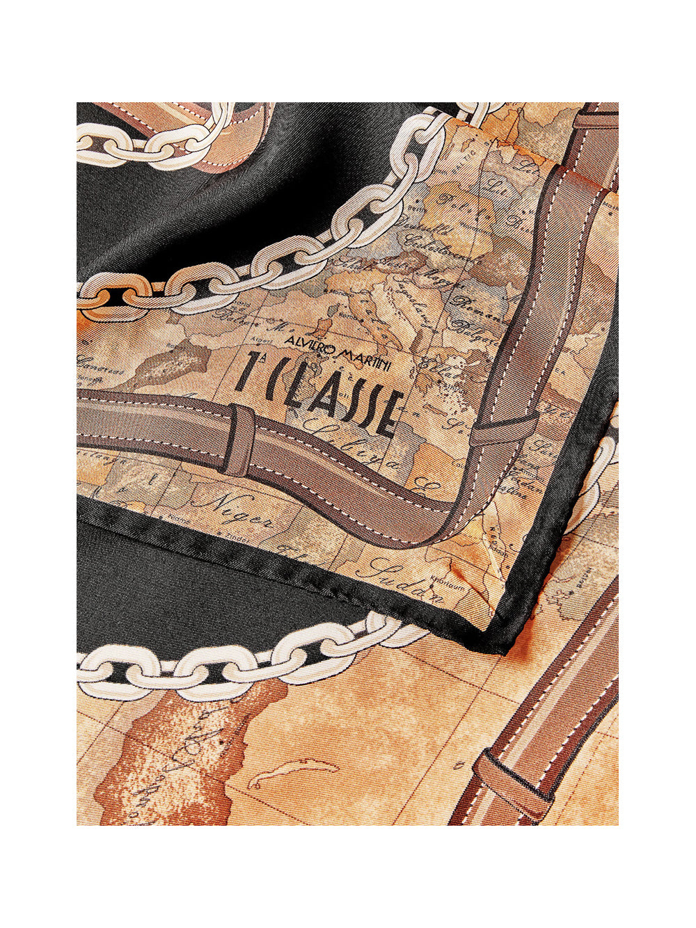 PRIMA CLASSE SETA Alviero Martini Foulard in seta Geo Selleria 70x70 Nero Nero