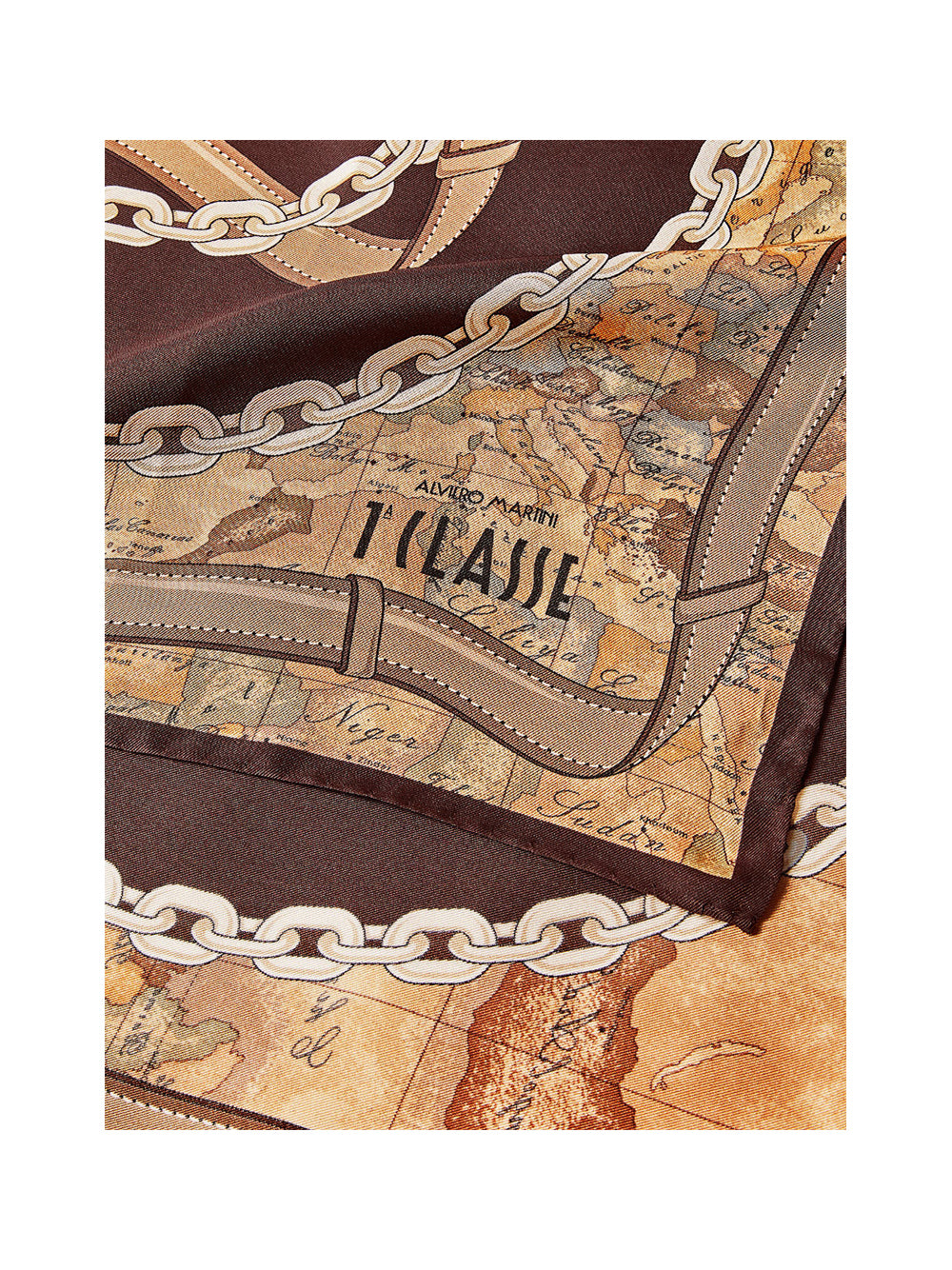 PRIMA CLASSE SETA Alviero Martini Foulard in seta Geo Selleria 70x70 Mogano Mogano