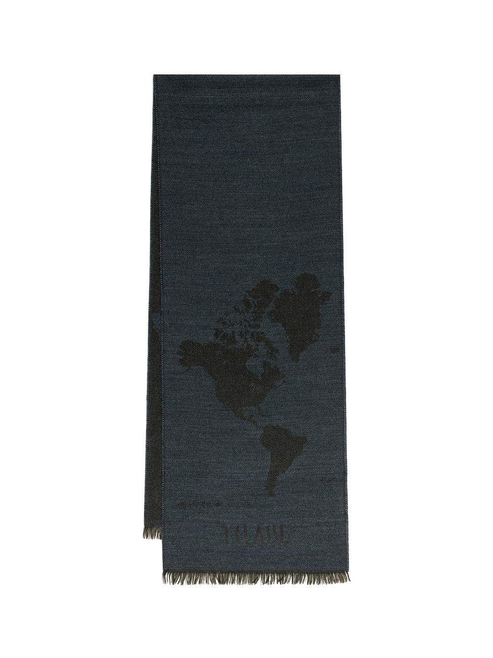 PRIMA CLASSE SETA Sciarpa Geo Pieno in misto lana e viscosa 30x180 Blu Lapis Blu Lapis