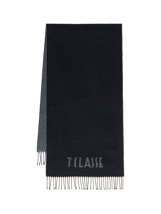 PRIMA CLASSE SETA Sciarpa con Logo piccolo 40x170 Blu Tirreno Blu Tirreno