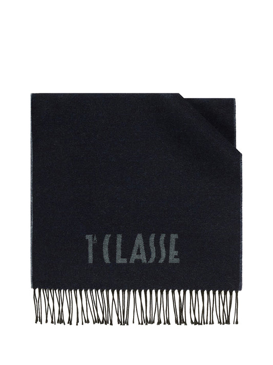 PRIMA CLASSE SETA Sciarpa con Logo piccolo 40x170 Blu Tirreno Blu Tirreno