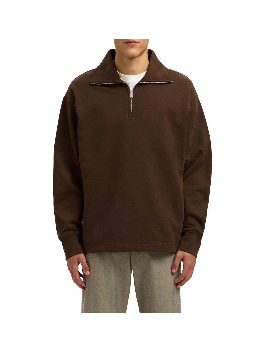 SELECTED Felpa Slhrelaxaron ls Half Zip Selected - Marrone Marrone