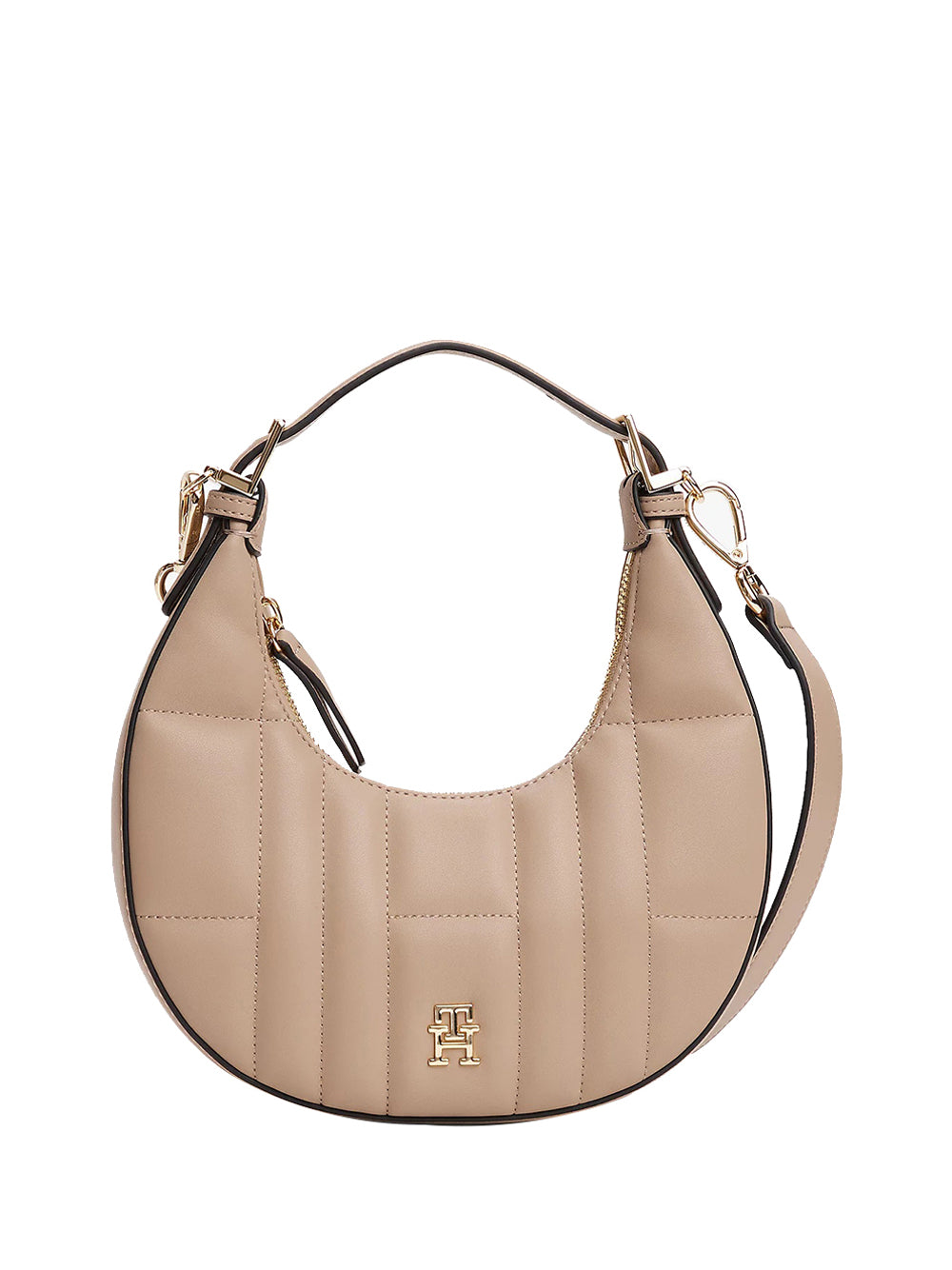 TOMMY HILFIGER 1USCITA Tommy Hilfiger Borsa Trapuntata a Mezzaluna Con Monogramma - Beige Beige