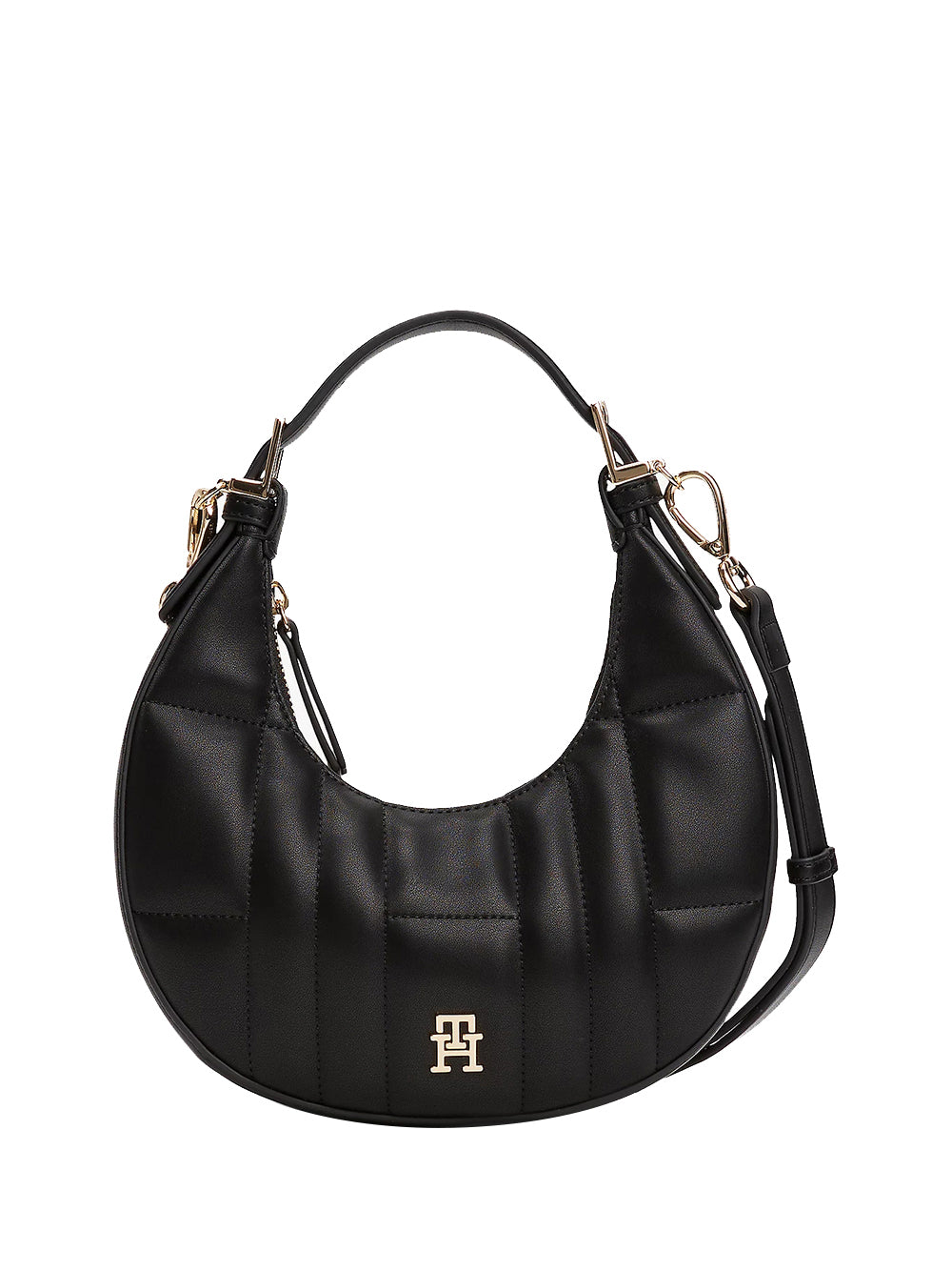 TOMMY HILFIGER 1USCITA Tommy Hilfiger Borsa Trapuntata a Mezzaluna Con Monogramma - Nero Nero