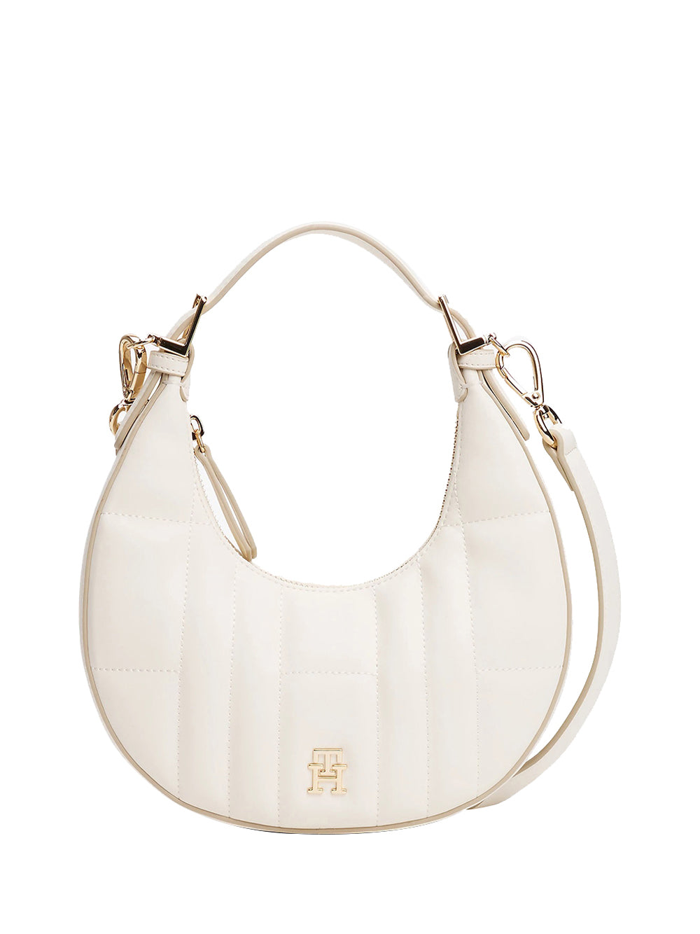TOMMY HILFIGER 1USCITA Tommy Hilfiger Borsa Trapuntata a Mezzaluna Con Monogramma - Avorio Avorio