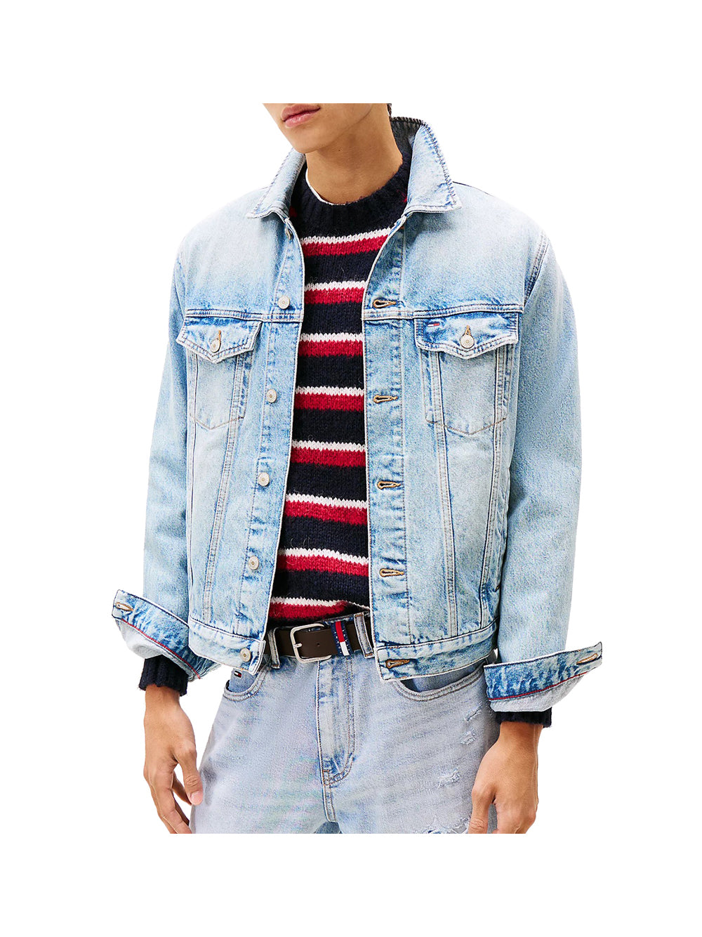 TOMMY JEANS 1USCITA Tommy Jeans Giubbotto Ryan Rglr Trckr Rwb - Denim Mid Light Blue Denim Mid Light Blue