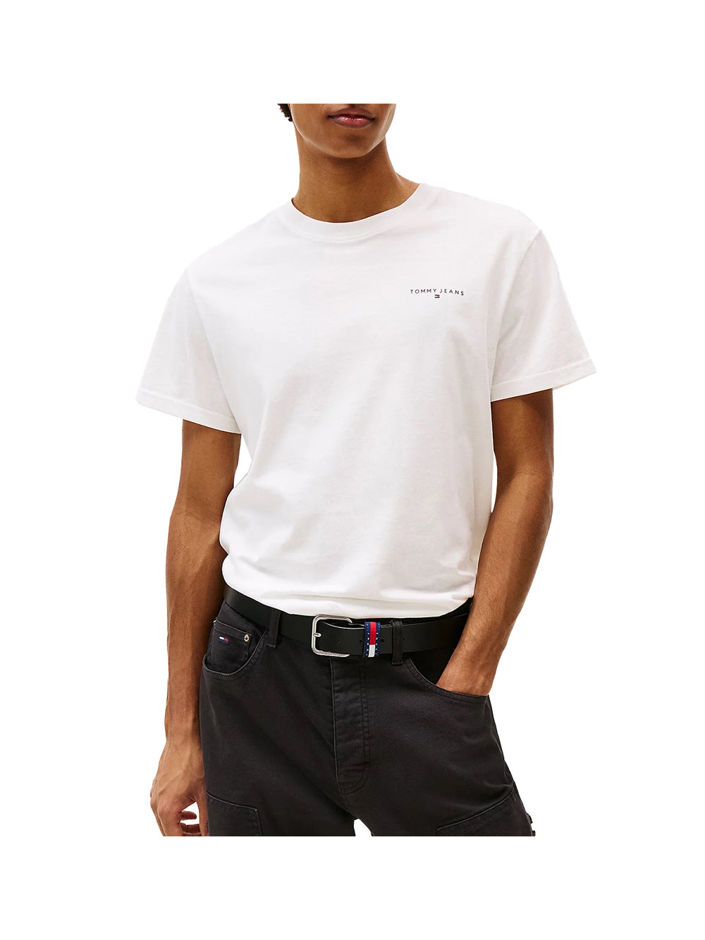 TOMMY JEANS 1USCITA Tommy Jeans T-Shirt Slim Fit Con Logo Lineare - Bianco Bianco