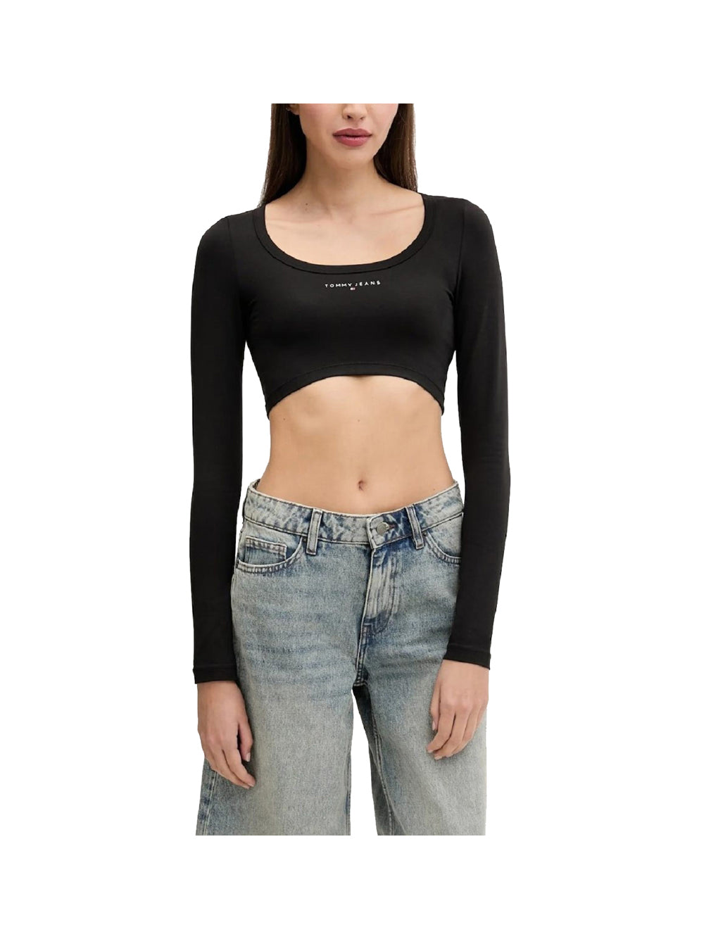TOMMY JEANS 1USCITA Tommy Jeans Tjw Slim Sp Crp Line T-Shirt Donna Nero Nero