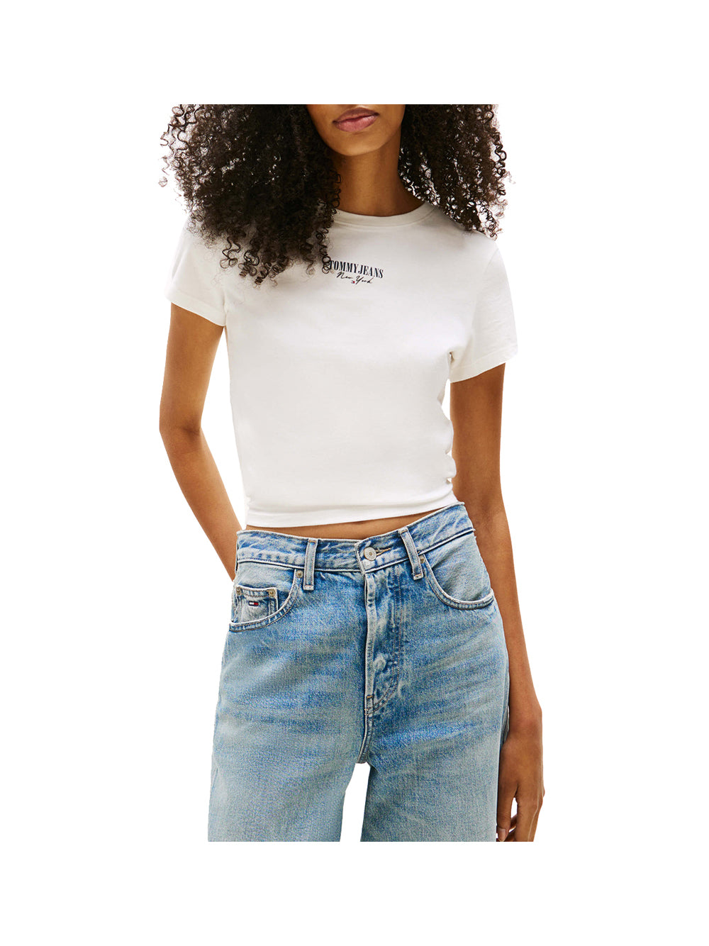 TOMMY JEANS 1USCITA Tommy Jeans Tjw Slim Essential L T-Shirt Donna Ecru - Beige Ecru