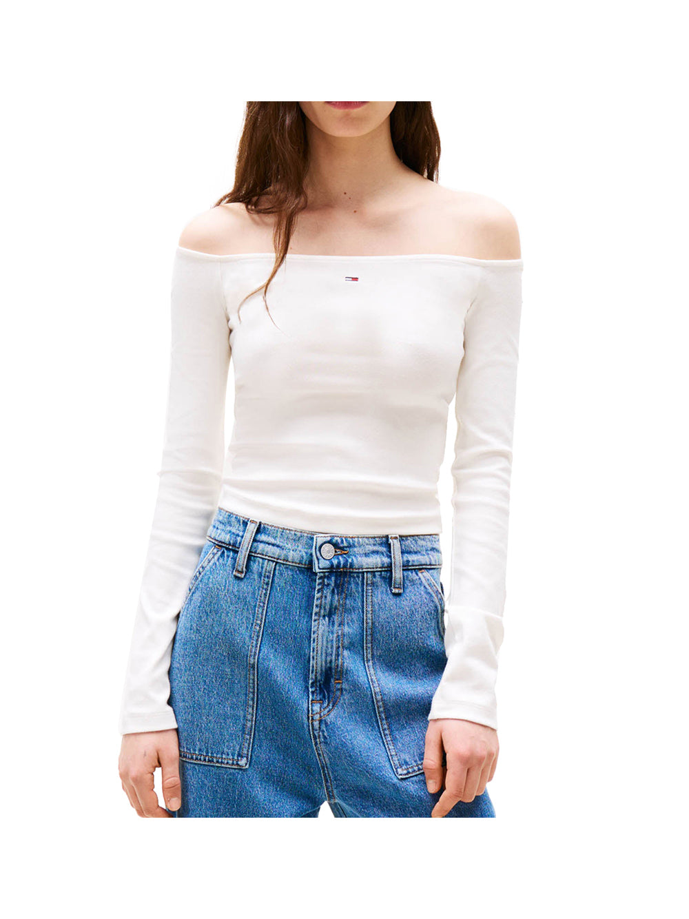 TOMMY JEANS 1USCITA Tommy Jeans Tjw Slim Essential L T-Shirt Donna Bianco Bianco