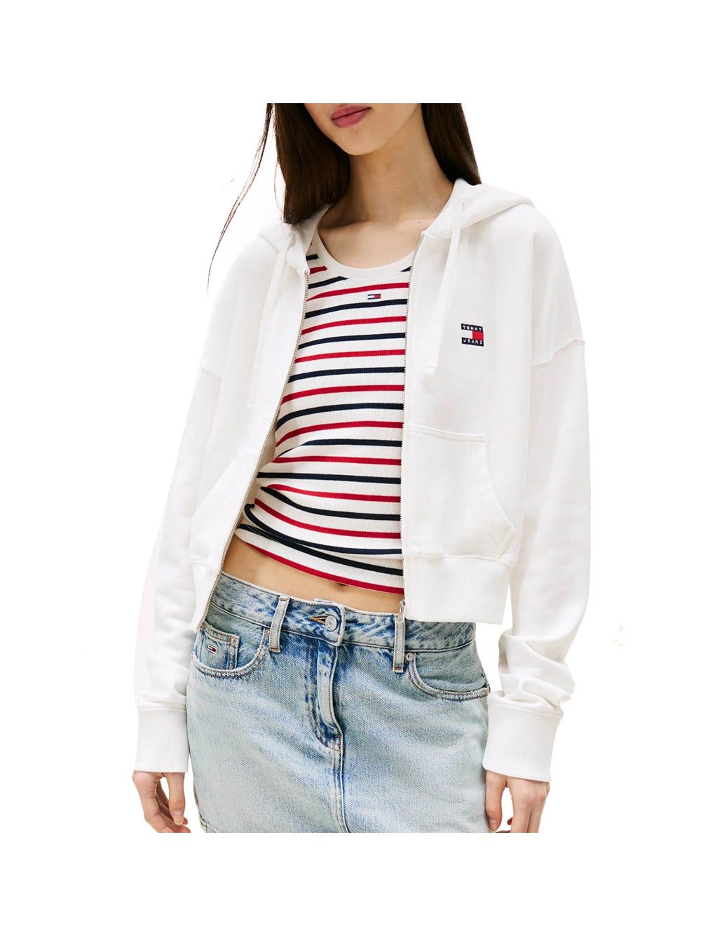 TOMMY JEANS 1USCITA Tommy Jeans Tjw Bxy Crp Zip Thru Felpa Donna Bianco Bianco