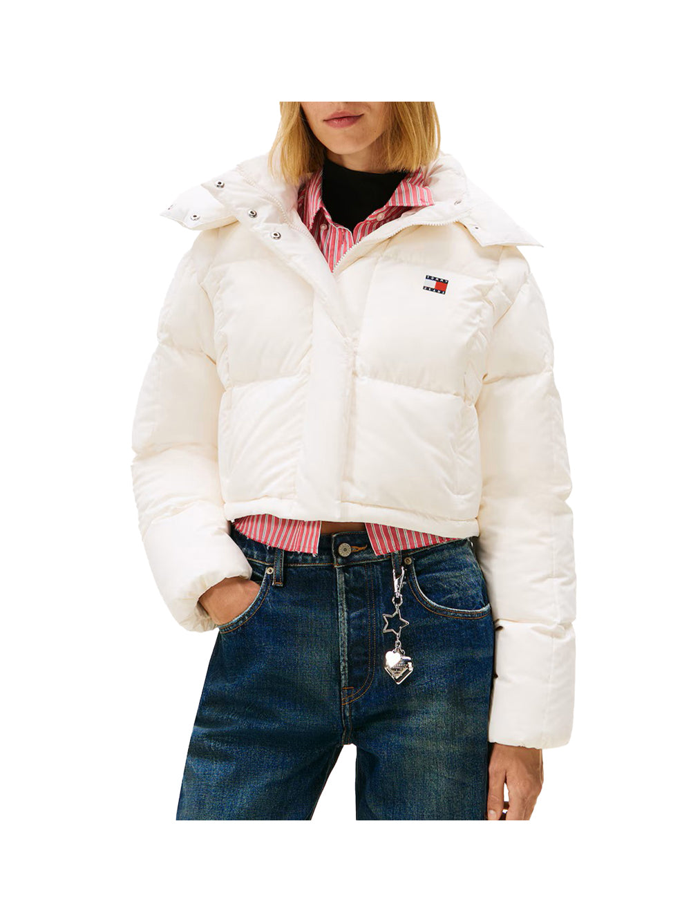 TOMMY JEANS 2USCITA Giubbotto Tommy Hilfiger Alaska Cropped Fit Bianco Bianco