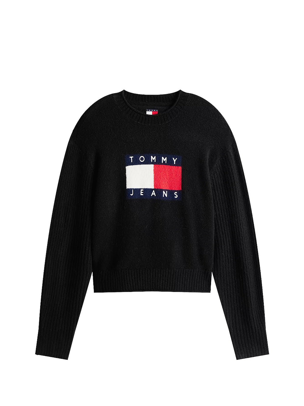 TOMMY JEANS 2USCITA Pullover Tommy Hilfiger relaxed fit mélange con bandiera Nero Nero