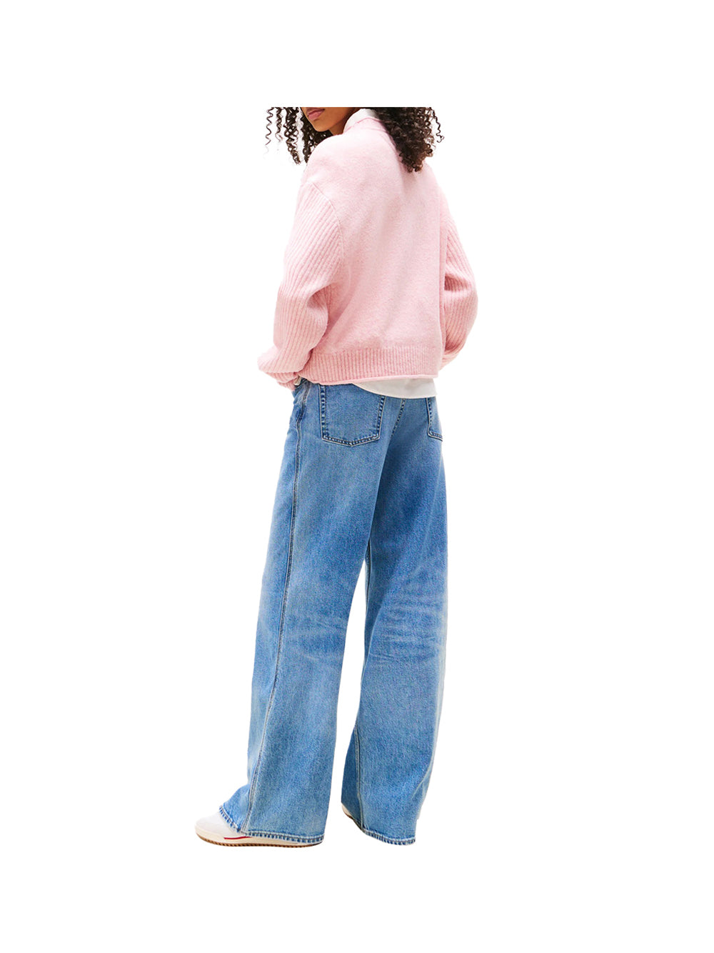 TOMMY JEANS 2USCITA Pullover Tommy Hilfiger relaxed fit mélange con bandiera Rosa Rosa