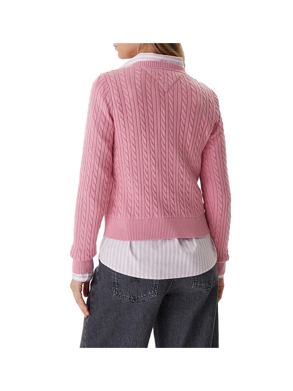 TOMMY JEANS 2USCITA Pullover Tommy Hilfiger slim fit in maglia intrecciata Rosa Rosa