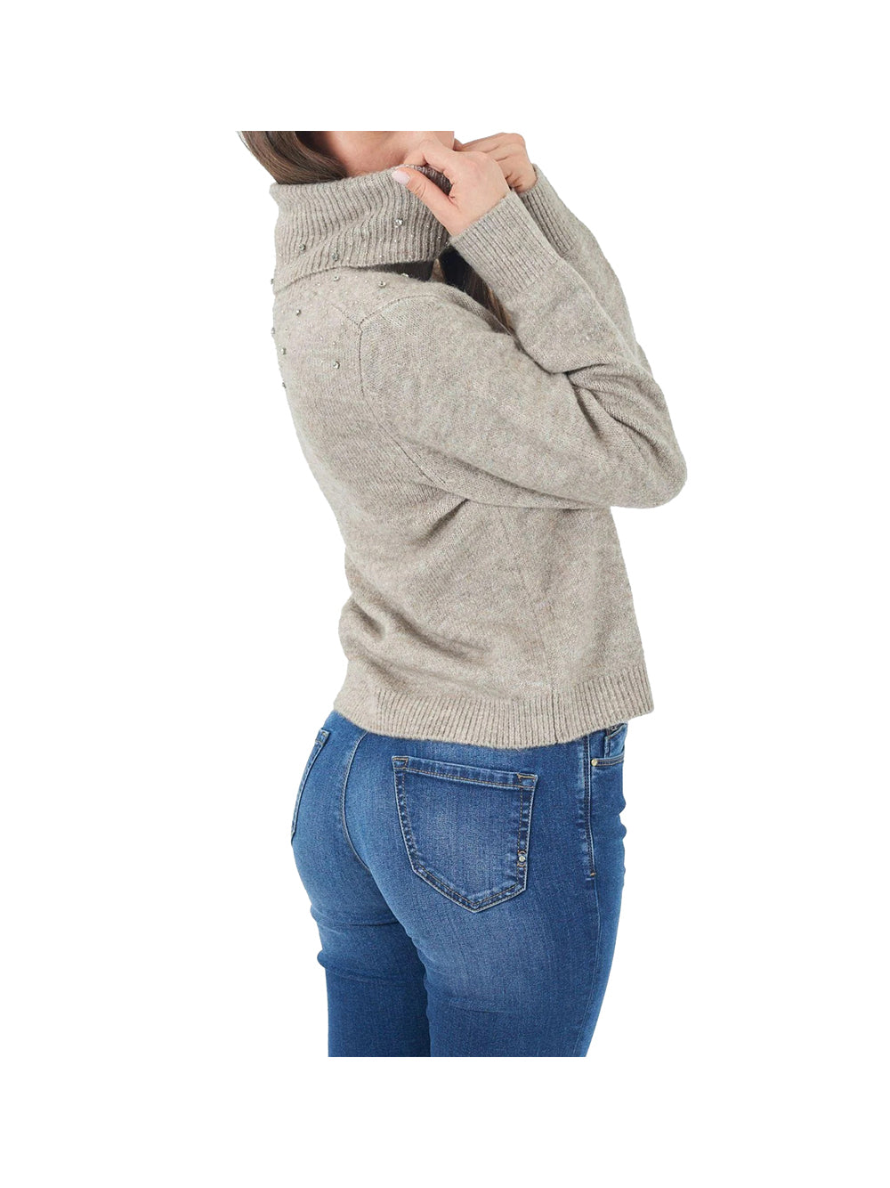 YES ZEE Maglia Dolcevita Yes Zee Con Applicazioni - Tortora Tortora