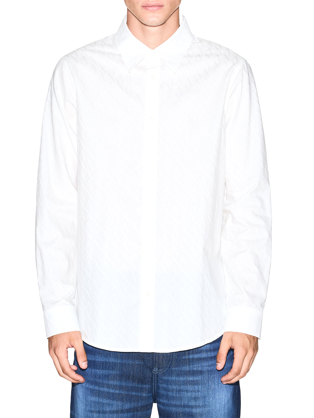 ARMANI EXCHANGE Armani Exchange Camicia regular fit in cotone jacquard Bianco Off White