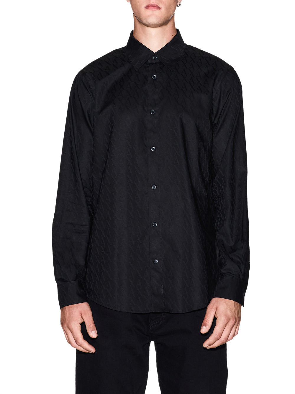 ARMANI EXCHANGE Armani Exchange Camicia regular fit in cotone jacquard Nero BLACK