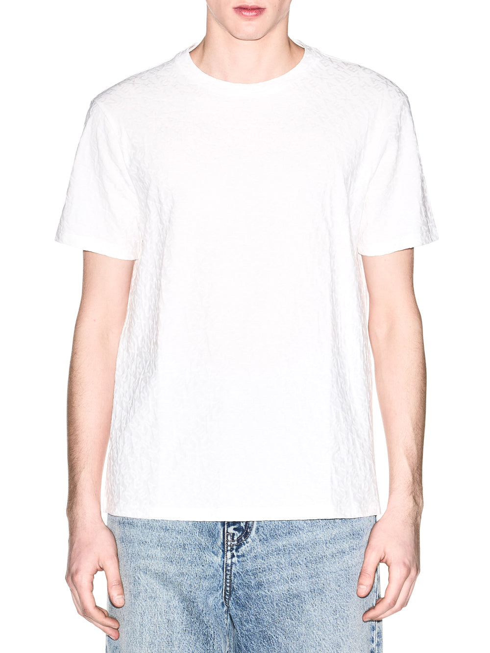 ARMANI EXCHANGE T-shirt Armani Exchange Slim Fit Jacquard in Cotone Mercerizzato Bianco Off White