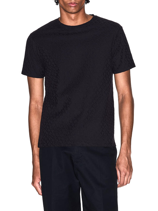 ARMANI EXCHANGE T-shirt Armani Exchange Slim Fit Jacquard in Cotone Mercerizzato Nero BLACK