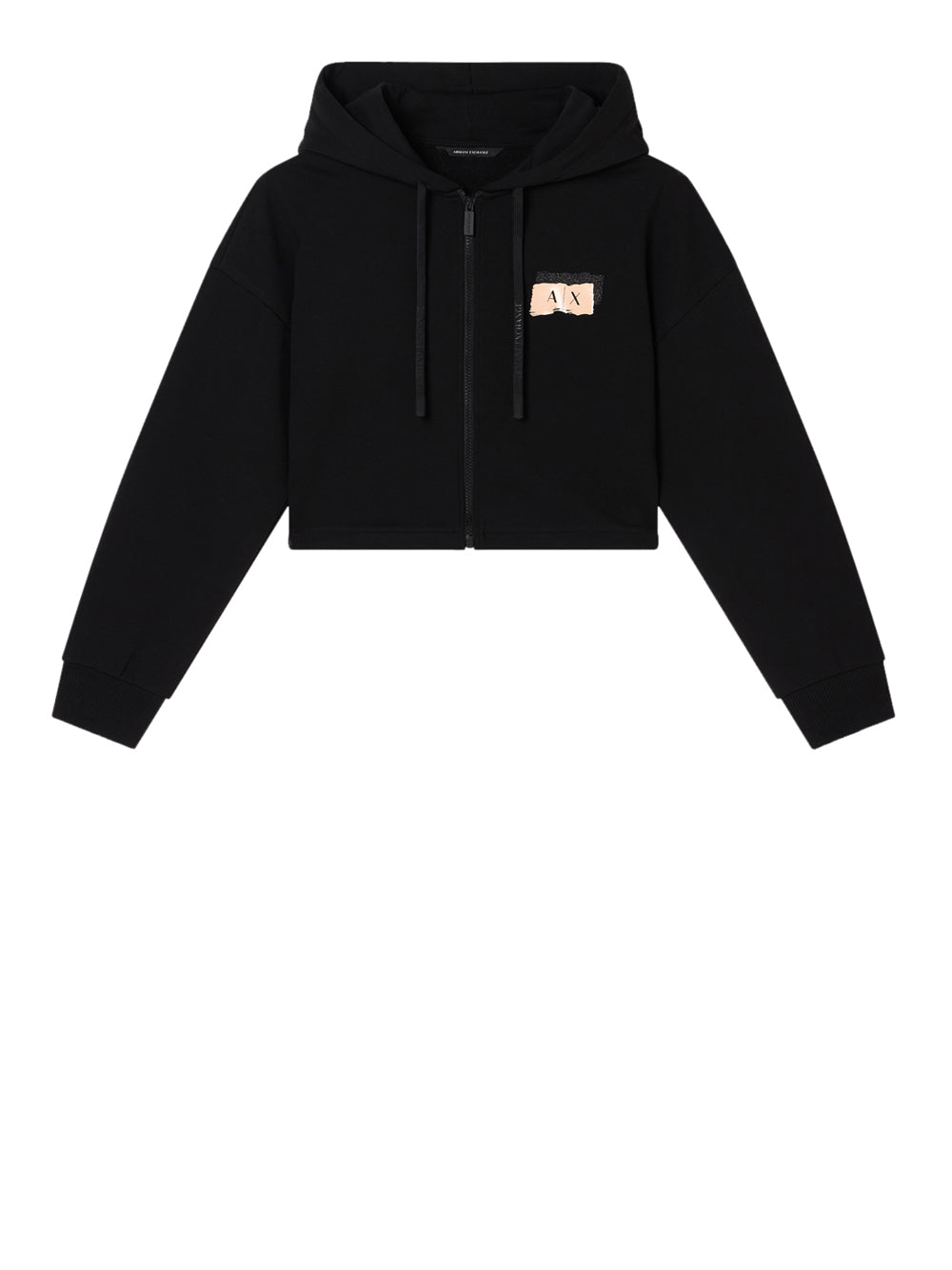 ARMANI EXCHANGE Armani Exchange Felpa Con Zip in French Terry di Cotone Nero BLACK