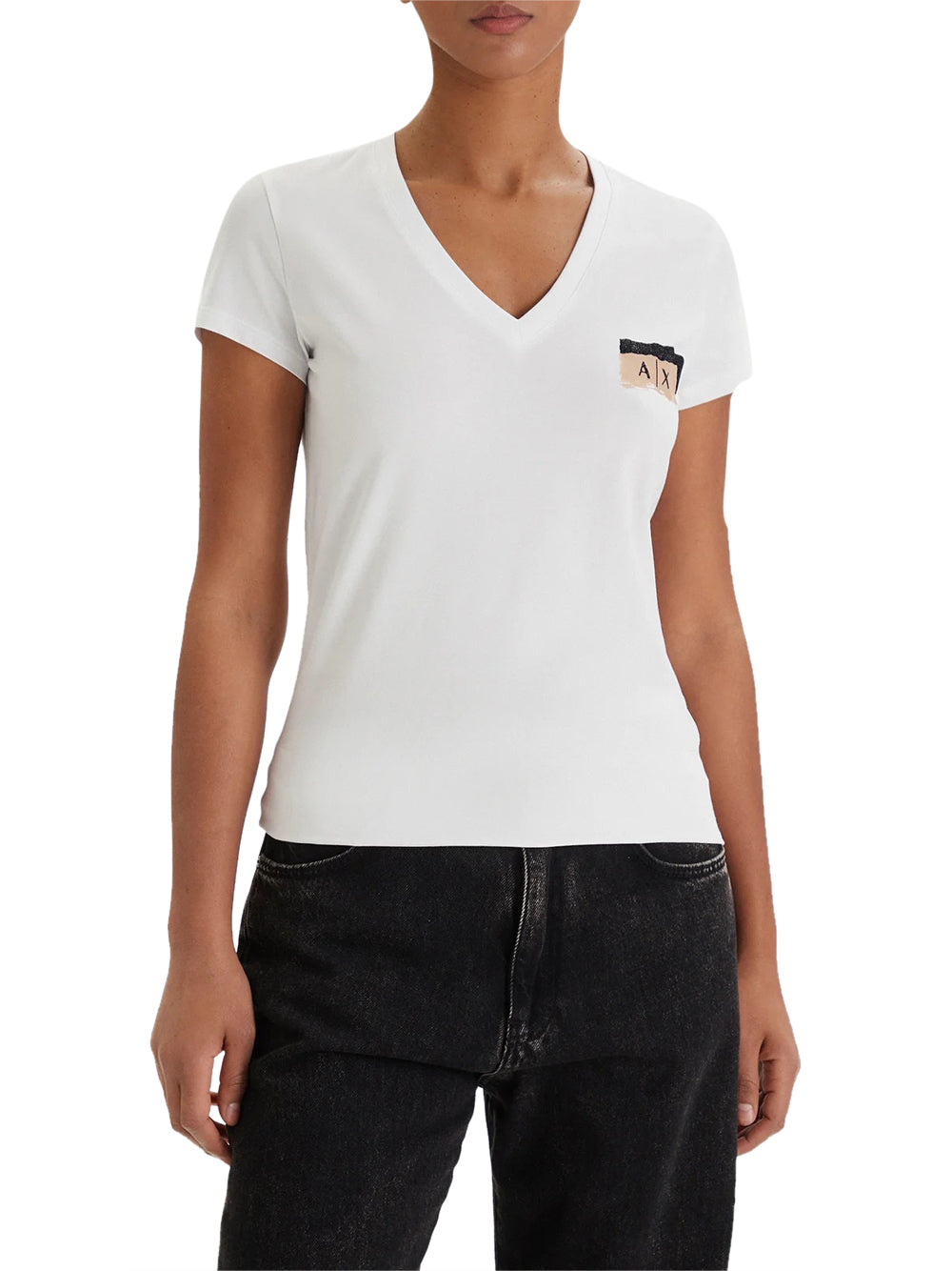 ARMANI EXCHANGE Armani Exchange T-shirt slim fit in jersey di cotone stretch Bianco Optic White