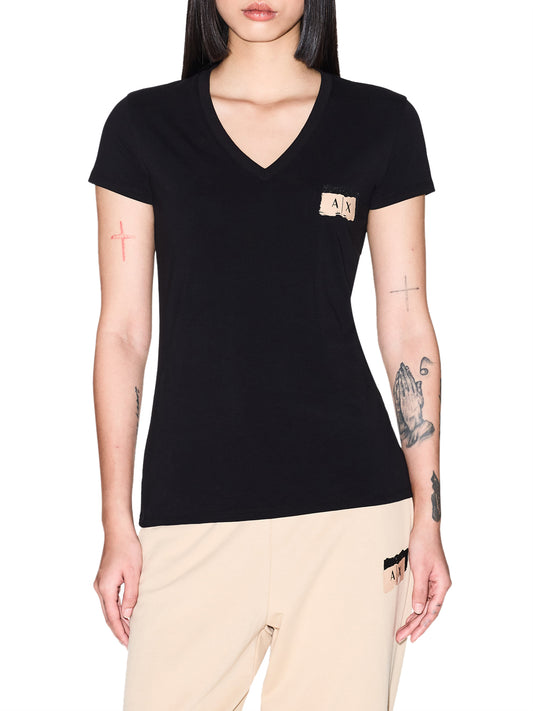 ARMANI EXCHANGE Armani Exchange slim T-shirt fit in jersey di cotone stretch Nero BLACK