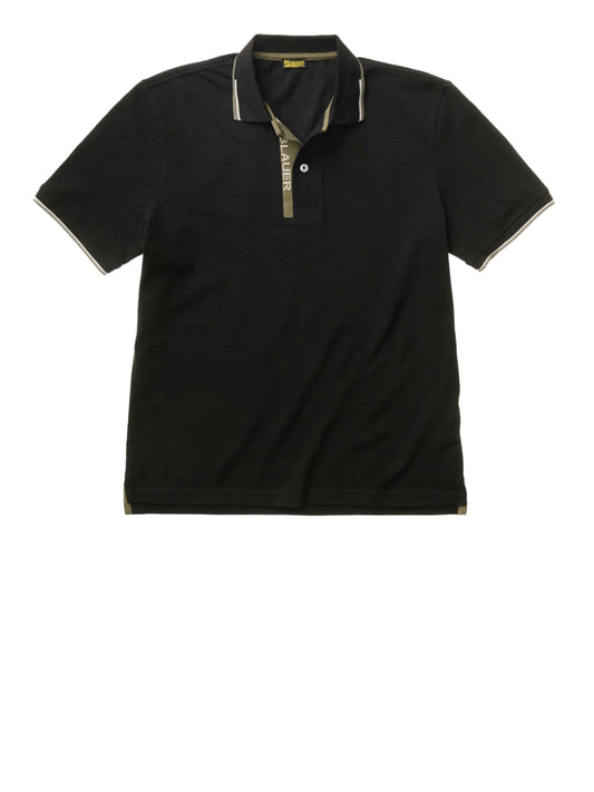 BLAUER Polo Doppia Riga Logata Parkson Blauer - Nero Nero