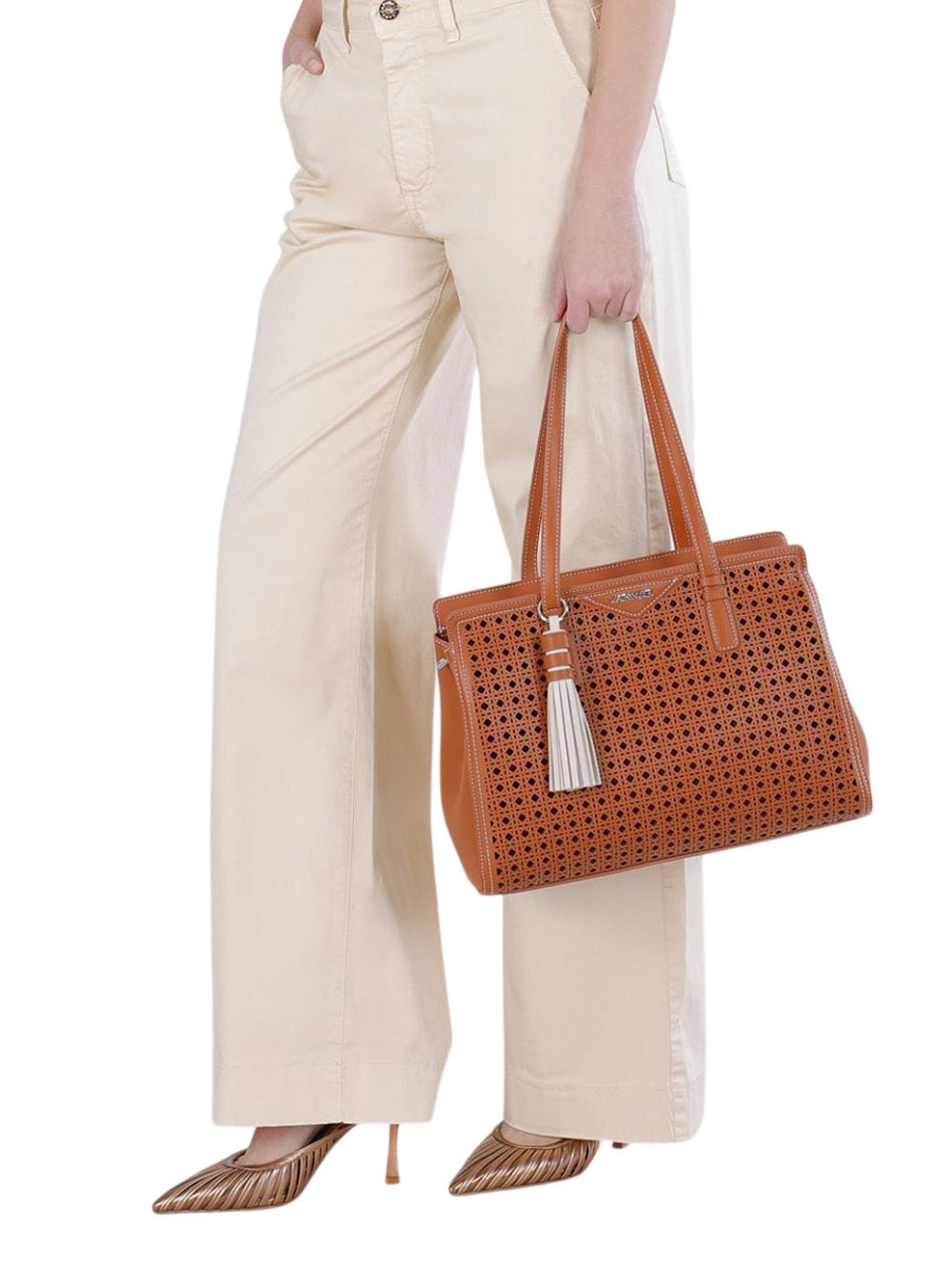 CAFE'NOIR Shopper Café Noir Con Traforatura Geometrica - Cuoio Cuoio
