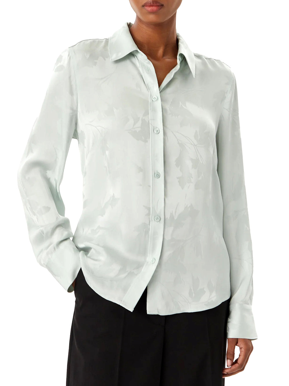 CALVIN 1LINEA 2USCITA Calvin Klein Camicia Viscose Jacquard Slim Verde Acqua Pale Meadow Floral Cuttings Ja