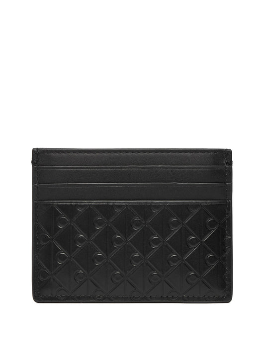 CALVIN ACC.1USCITA Calvin Klein Portafoglio Embossed Emblem Card Case LV04D1128G Nero Nero