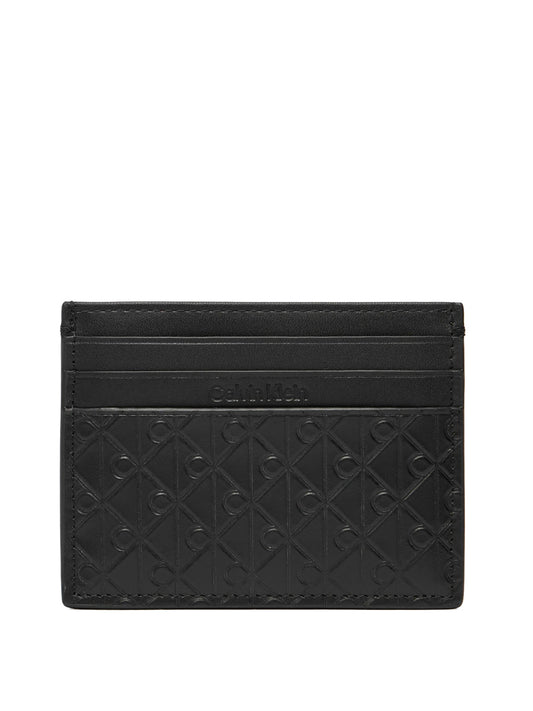 CALVIN ACC.1USCITA Calvin Klein Portafoglio Embossed Emblem Card Case LV04D1128G Nero Nero