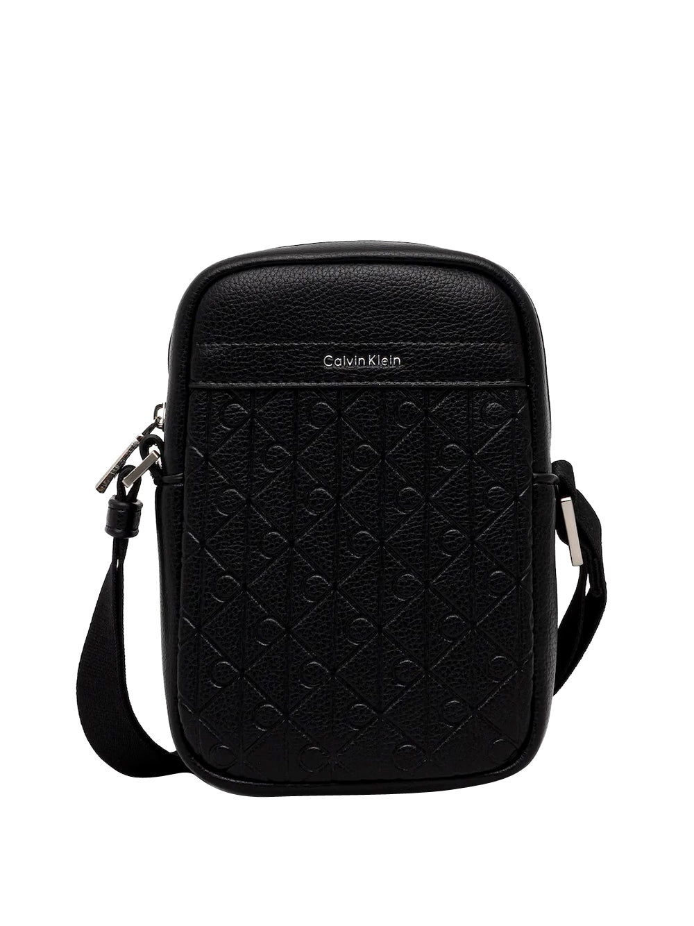 CALVIN ACC.1USCITA Calvin Klein Borsa A Tracolla Emblem Aop Emboss Slim Reporter - Nero Nero