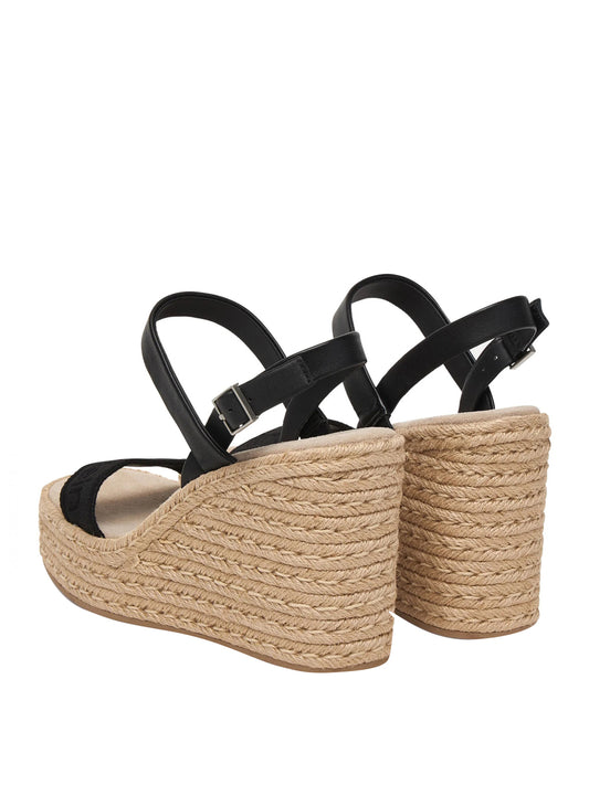 CALVIN CALZATURE 2USCITA Calvin Klein Sandalo Espadrillas Wedge Espad 70 Webbing Lth - Nero Ck Black