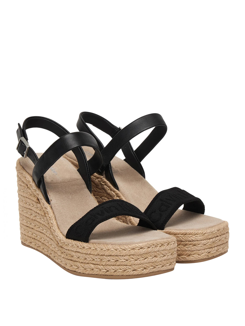 CALVIN CALZATURE 2USCITA Calvin Klein Sandalo Espadrillas Wedge Espad 70 Webbing Lth - Nero Ck Black