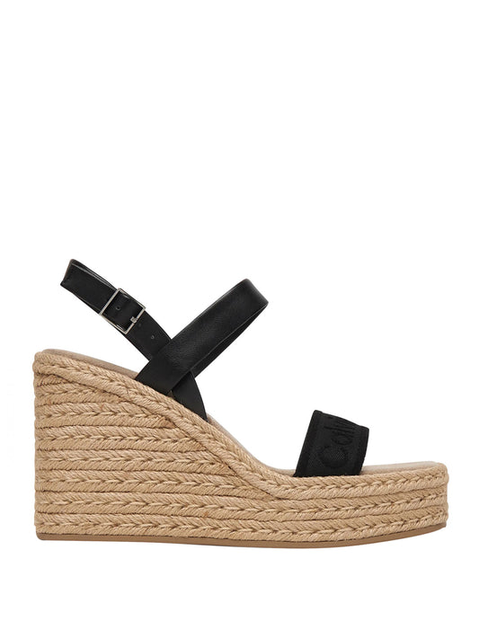 CALVIN CALZATURE 2USCITA Calvin Klein Sandalo Espadrillas Wedge Espad 70 Webbing Lth - Nero Ck Black
