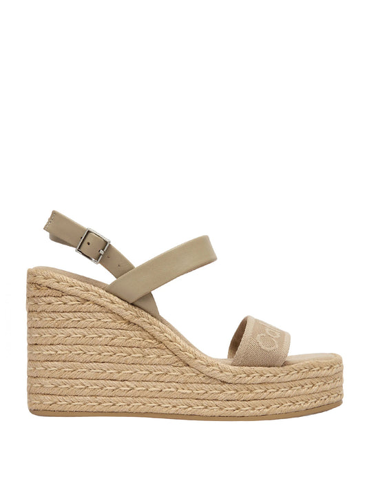 CALVIN CALZATURE 2USCITA Calvin Klein Sandalo Espadrillas Wedge Espad 70 Webbing Lth - Beige Beige