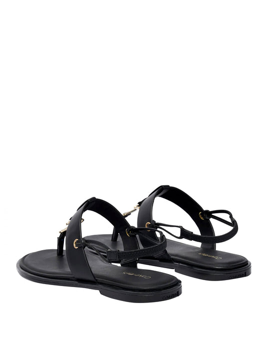 CALVIN CALZATURE 2USCITA Calvin Klein Sandali Round Flat Sndl Thong Lth Hdw - Nero Triple Black