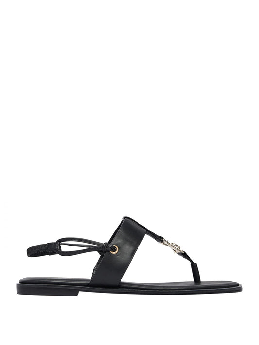 CALVIN CALZATURE 2USCITA Calvin Klein Sandali Round Flat Sndl Thong Lth Hdw - Nero Triple Black