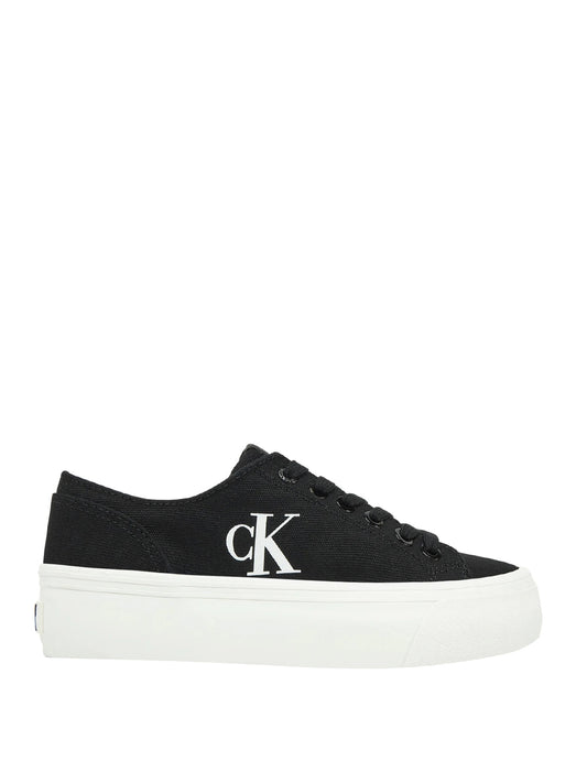 CALVIN CALZATURE 2USCITA Calvin Klein Sneakers In Tela Con Plateau E Logo - Nero Black/Bright White